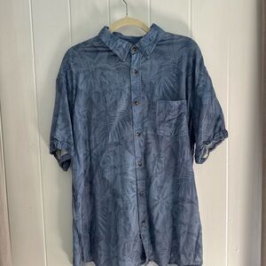 Rails Blue Leaf Print Casual Shirt